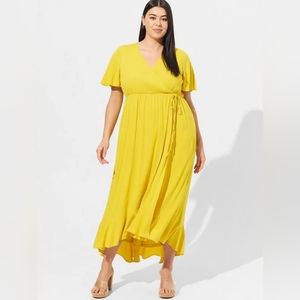 Torrid rayon yellow maxi wrap dress 3 3X